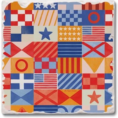 Thirstystone Nautical Flags 4 Pack Tumbled Tile Coasters Manufactured in The USA