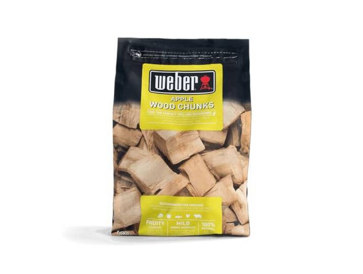 Weber Apple Houtblokken 1,5 Kg Zak Rokende Houtblokken Barbecue & Smoker Brandstof 100% Natuurlijke Houtblokken (17616)