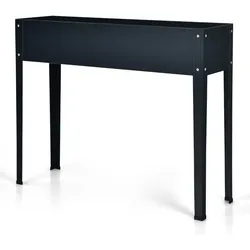 Helloshop26 - Hochbeet 100 x 30 x 80 cm mit Abflusslöchern und Stauraum modernes Design schwarz verzinkter Stahl 20_0012214