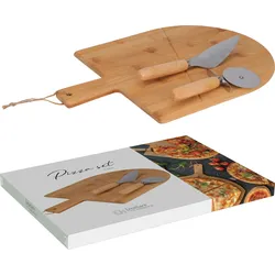 Pizza-Schneidebrett-Set DAILY (LBH 43,50x30,50x3 cm) - braun - LBH 43,50x30,50x3 cm
