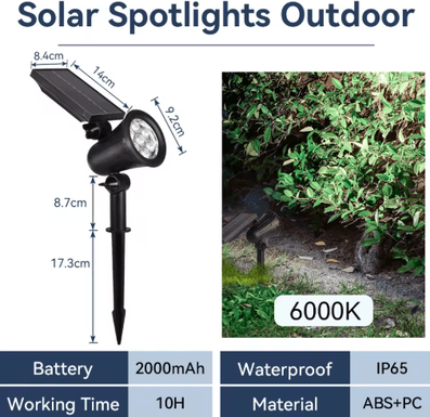 Inspire Picks Waterproof LED Solar Garden Spotlight Outdoor Landscape & Pathway Lighting cool White Light 4pcs