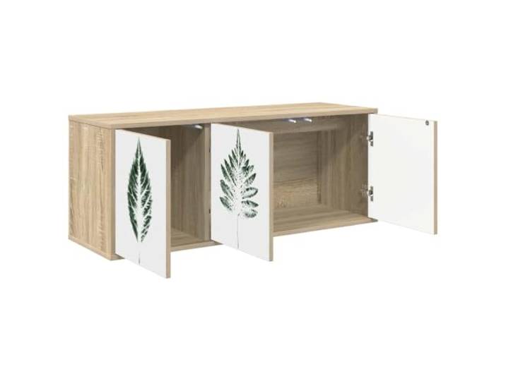 PUGYNBK HANAU TV-Schrank, Wandmontage, 102 x 33 x 40 cm Aufwändiges Holz, schwebendes Design, geräumige Aufbewahrung, dekoratives Muster, für Wohnzimmer