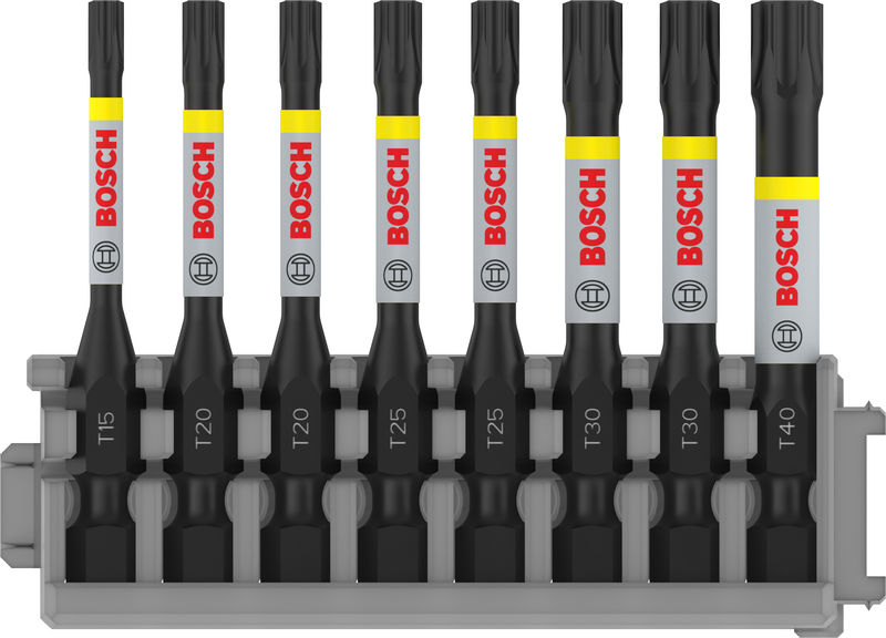 Bosch PRO Torx Impact Bit, T15, T20(x2), T25(x2), T30(x2), T40, 55 mm, 8-tlg. 2608522329