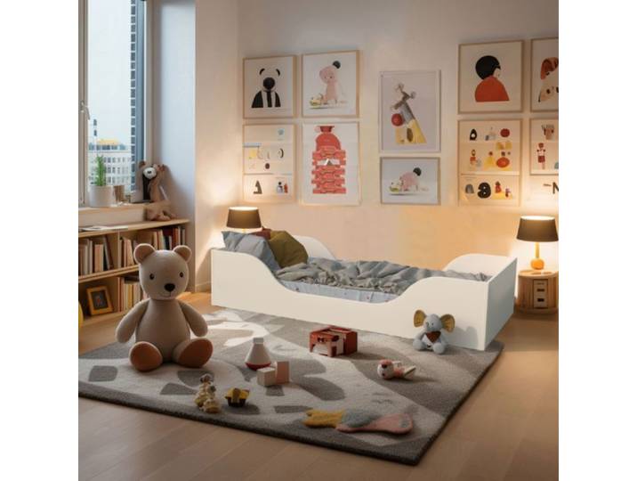 Lit enfant inspiration Montessori au sol blanc 90x190 - Blanc - Terre de Nuit