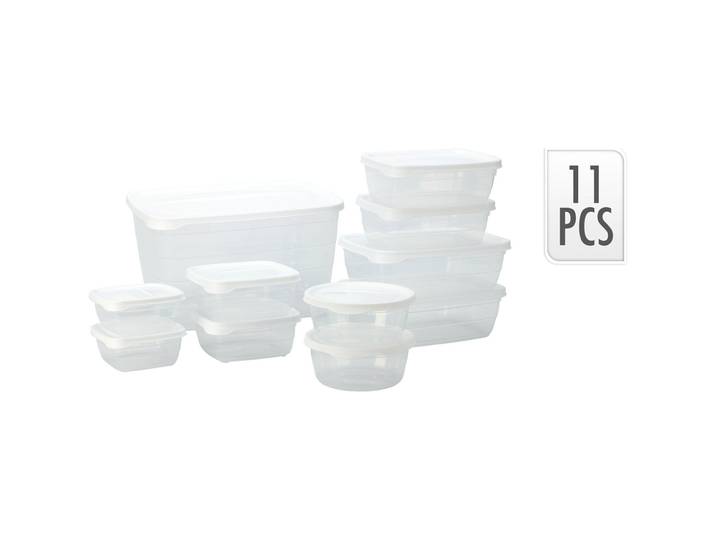 11er-Set Vorratsdosen mit Deckel, transparent, 250, 300, 500, 600, 1200, 6000 ml