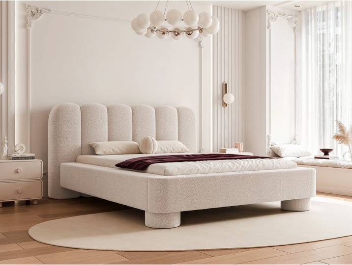 yourhouse24 Polsterbett Design-Polsterbett – Überstehendes Paneel-Kopfteil, Bettkasten, Luxus Wolkenbett mit Bettkasten & Lattenrost