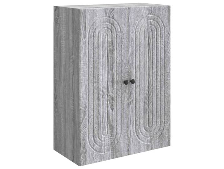 Wandschrank Sonoma, grau, 66 x 34,5 x 90 cm, Holz, 2 Vintage-Design, Metallgriff, 2 Einlegeböden, Wandmontage, vielseitige Verwendung, einfacher Zugang