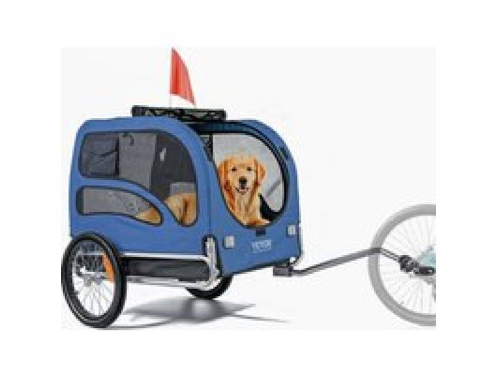 VEVOR Hundeanhänger 45 kg Fahrradanhänger Kohlenstoffstahl + 600D Oxford-Gewebe + PP faltbar 1440 x 725 x 845 mm als Anhänger Gefaltete Größe 810 x 570 x 195 mm Blau
