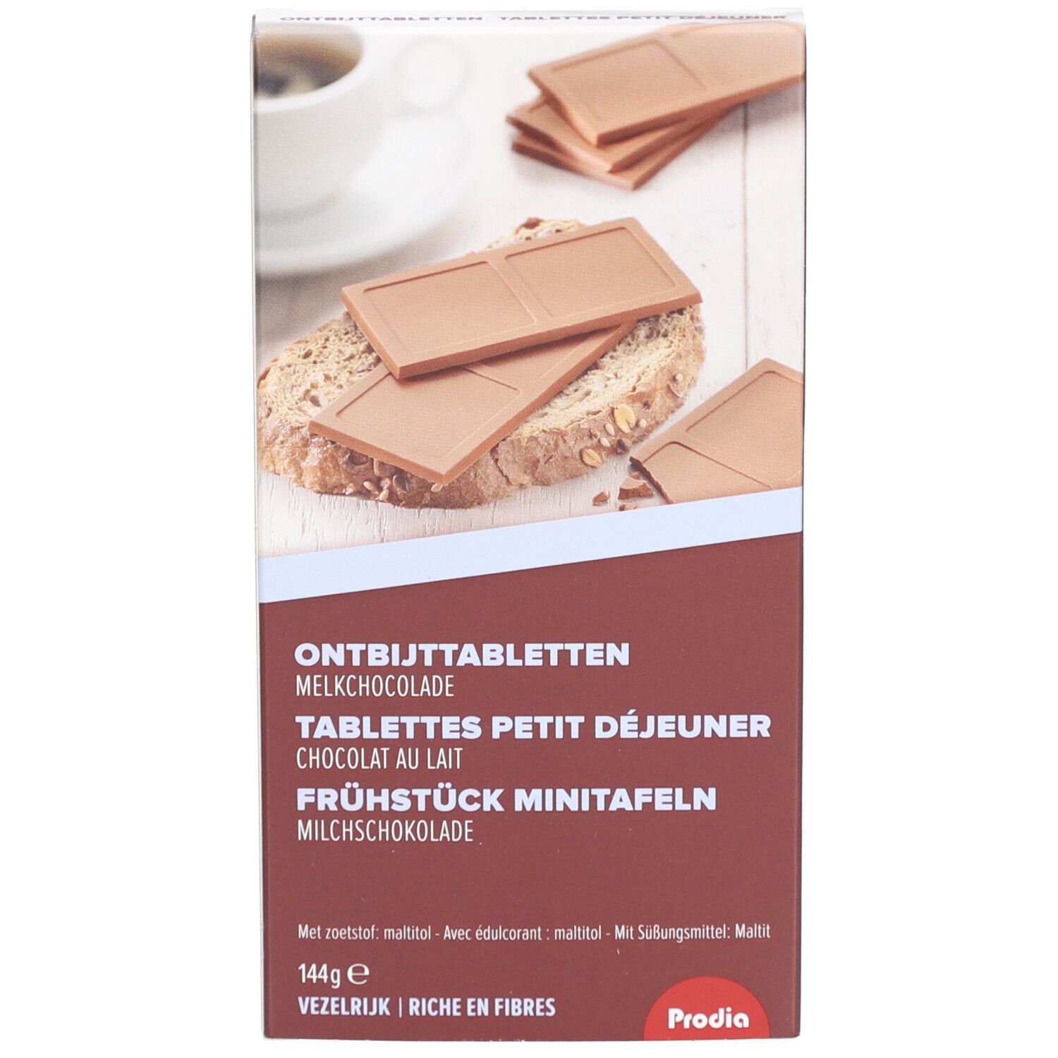 Prodia Ontbijttabletten Melk Chocolade 144g 144 g Schokolade