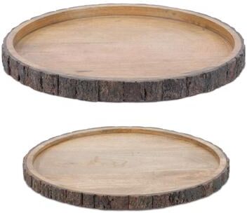 Melrose International Set of 2 Natural Mango Wood Decorative Trays