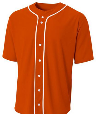 A4 N4184 Athletic Ss Full Button Baseball Top in Orange size Medium   Cotton/Polyester Blend A4N4184