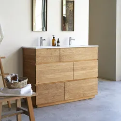 Waschtisch aus Eiche mit integrierten Keramikwaschbecken 120 cm