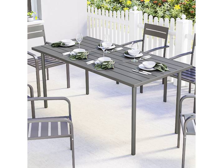 Outsunny Table Rectangulaire 165x80cm Métal 6 Personnes