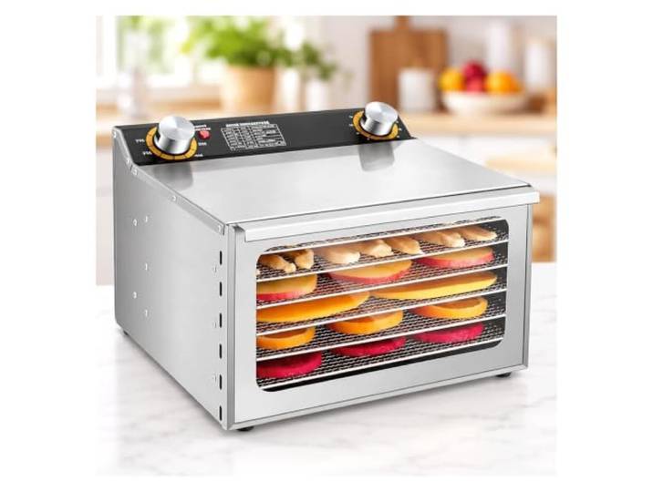 Dörrgerät Mit Zwei Heizrohren, Dörrgerät Mit 6 Fächern Leicht Zu Reinigendes Design, Leiser Betrieb Unter 48 DB, For Gemüsechips(6layer)