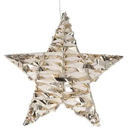 WellHome - Dekorativer Metallstern mit 40 warmweißen Micro-LEDs im gedrehten Design, 30x8x30cm