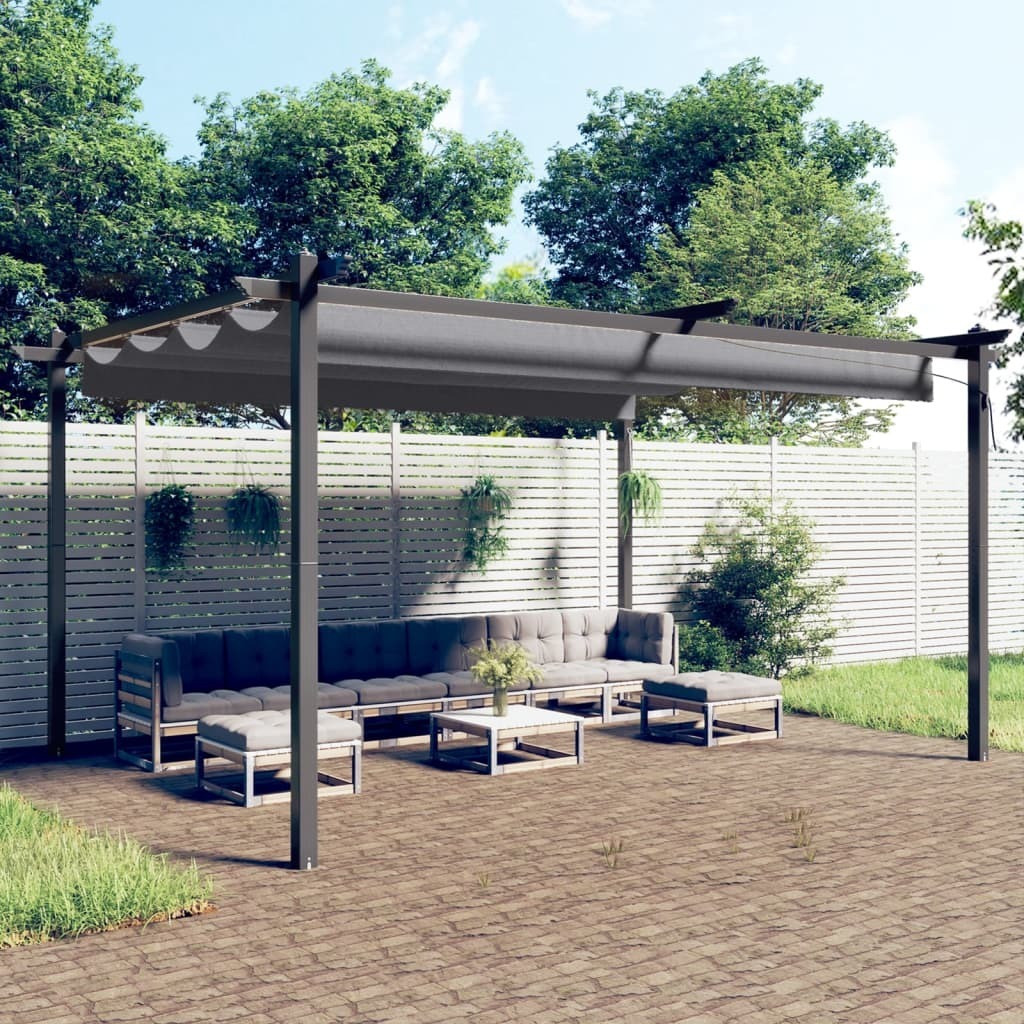 The Living Store Pavillon mit Ausziehbarem Dach 4x3 m Anthrazit