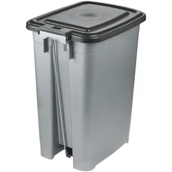 keeeper Tret-Abfalleimer olaf, 40 Liter, PP, light silver komfortables Öffnen und Schliessen mit Tretpedal, Abfalleimer, Grau, Silber