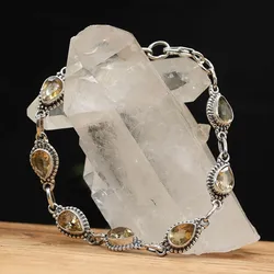 Drachensilber Armband Damen Silber mit Citrin facettiert Schmuck Armschmuck - Silber;Gelb