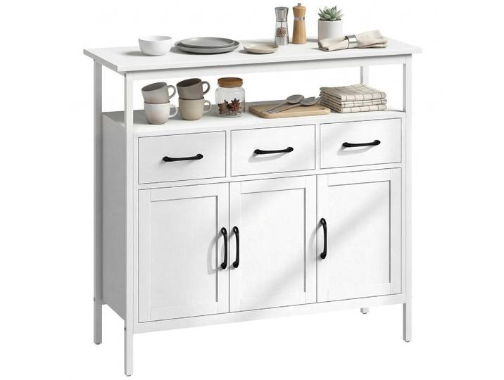 ComfortXL Sideboard De-08707 Weiß, 95x88x35 cm, Kleinmöbel, Kommoden, Sideboards