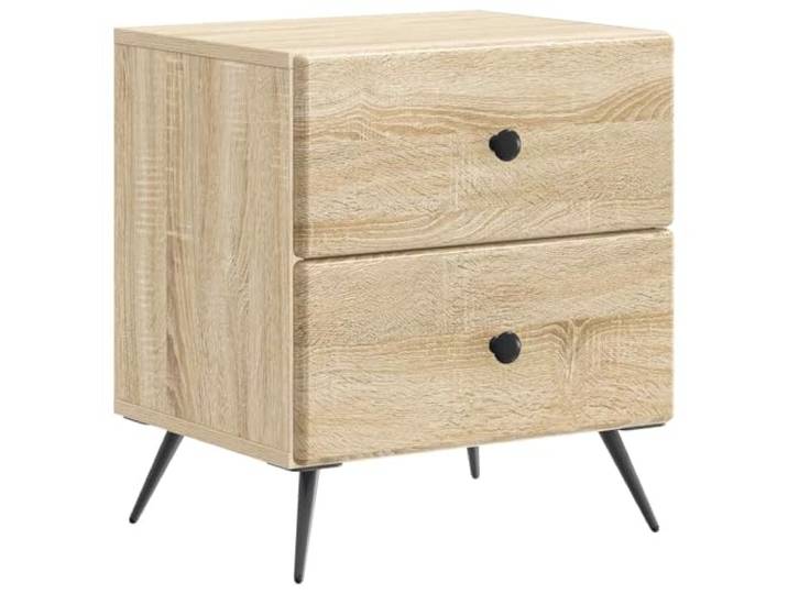 LMTYOENFG Nachttisch mit 2 Schubladen 43x34,5x47,5cm Sonoma-Eiche Kompakte Nachtkommode mit zwei Schubladen für Ordnung und griffbereite Ablage im Schlafzimmer oder Gästezimmer.