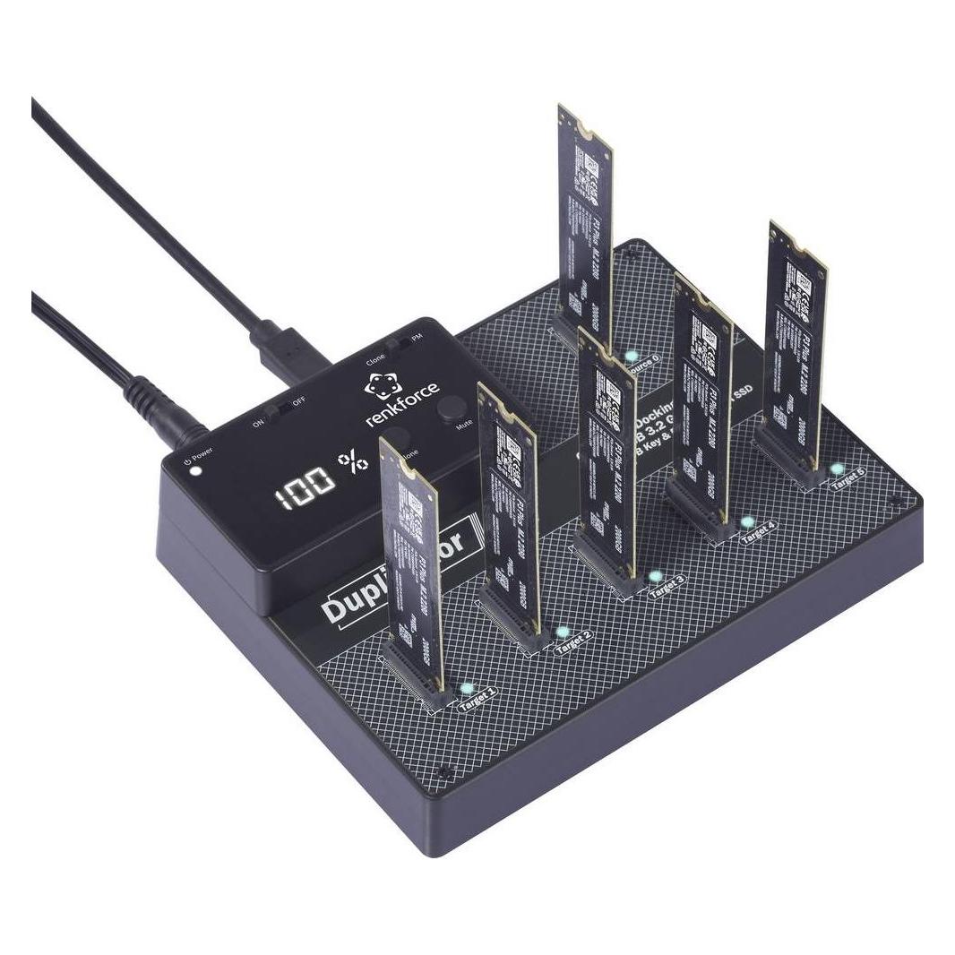Renkforce RF-6BDS-350 5fach Festplatten-Kopierstation M.2 SATA 6 Gb/s, USB-C (RF-6694576)