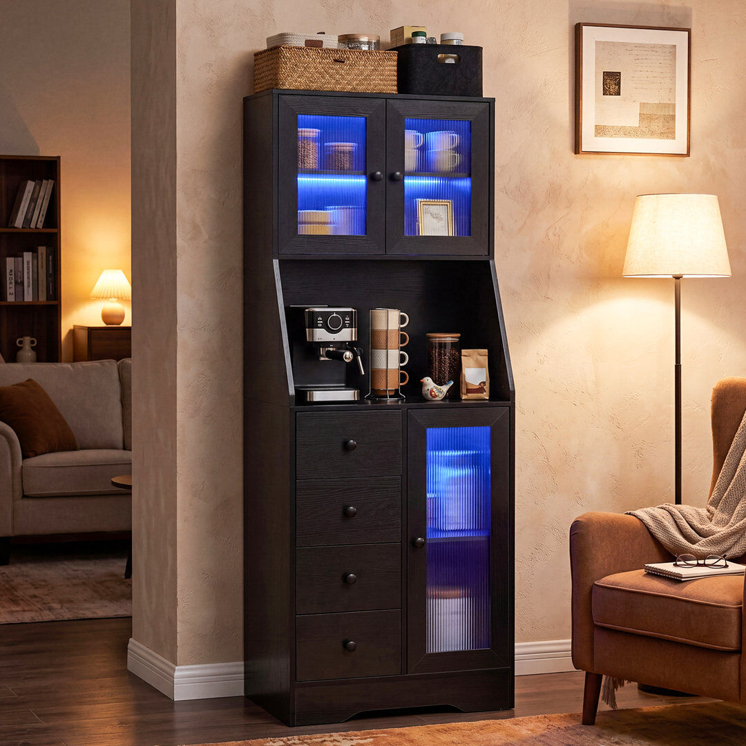 Brayden Studio 60 cm W Highboard Black 163cm H X 60cm W X 40cm D