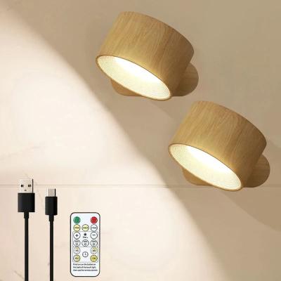 Uplift Picks Rechargeable Magnetic Wall Lamp With Touch And Remote Lighting Control wood Grain (2 Pcs)