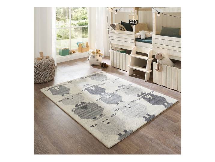 THEKO Kinderteppich Gaia Kids Sheep, rechteckig, Höhe: 10 mm, getuftet, reine Schurwolle, Motiv Schafe, Kinderzimmer