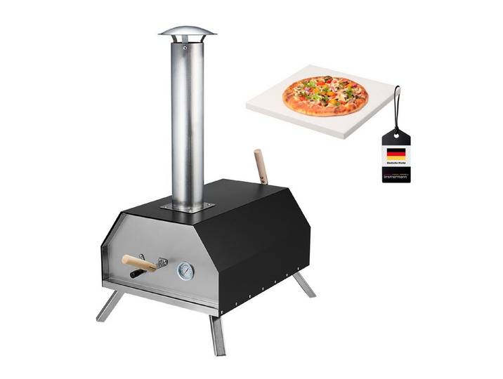 bremermann Pizzaofen inkl. Pizzastein 30x2x30 cm // für Brikett, Kohle, Pellets, für Tische