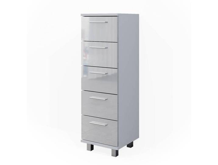 Vicco Badschrank Ilias Weiß Hochglanz 30 x 95 cm, Holzwerkstoff, Rechteckig, 30x95x30 cm, Badezimmer, Badezimmerschränke, Midischränke