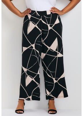 Plus Size Women's Audrey Wide Leg Pant by Avenue in Mono Graphic (Size 20)