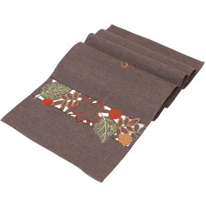 Frank-Flechtwaren Tischläufer Herbstlaub, 337553, abwischbar, braun, aus Polyester, 40 x 150 cm