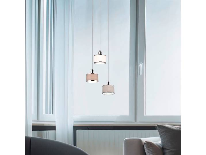Suspension Kaprun Type B Ø 29cm Argenté/Chrome Tissu mélangé E14