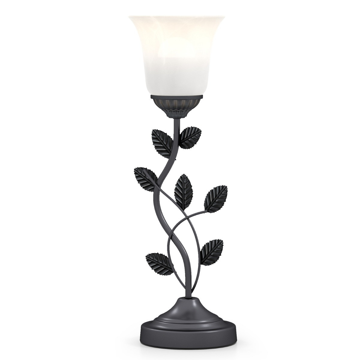 Costway Retro Bedlamp met Tulpvormige Glazen Kap en Metalen Bladen