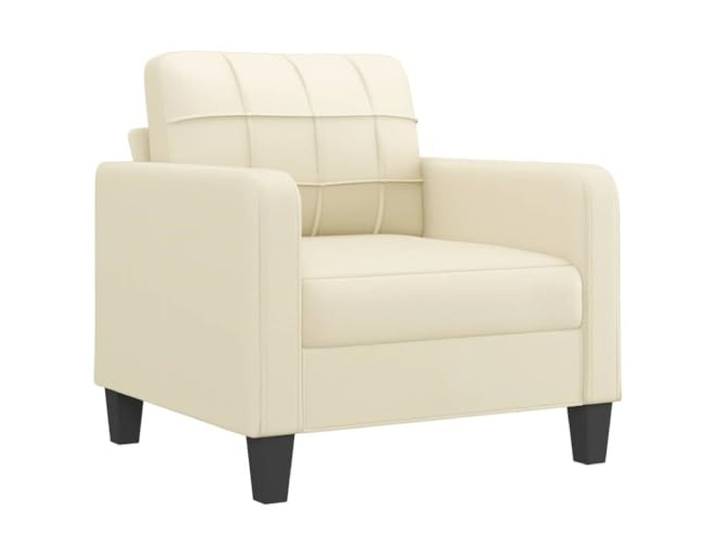 KTHLBRH Sofa-Set, 4-teilig, cremefarben, Kunstleder, mit Kissen Fleckenresistent, Rahmen aus Metall und Sperrholz, Fußstütze inklusive, leicht zu reinigen