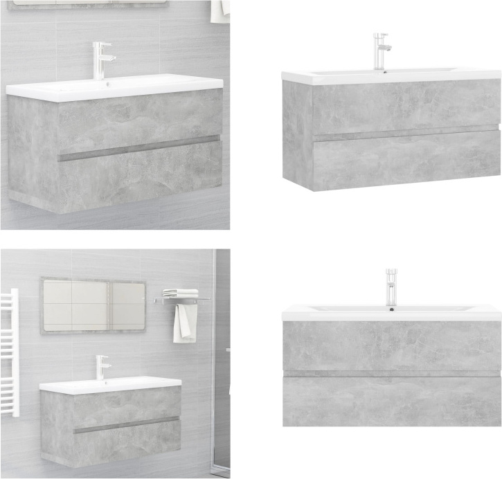 vidaXL Waschbeckenunterschrank Einbaubecken Betongrau Holzwerkstoff - Waschbeckenunterschrank Mit Waschbecken - Waschbeckenunterschränke Mit Waschbecken - Waschbeckenunterschrank - Waschbeckenunterschränke