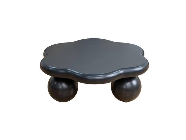 Okwish Couchtisch 79/79/31 cm schwarz aus MDF und Kunststoff mit rundem Design, Schwarz, 79x31x79 cm, Wohnzimmer, Wohnzimmertische, Couchtische
