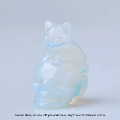 Inspire Picks CUPIDCRYSTAL Hand Carved Crystal Skull Cat Figurine opal