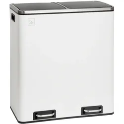 SVITA TM2X30 Treteimer 60 Liter Abfalleimer Mülleimer Design Mülltrennung Papierkorb Küchen-Ordnung Trennsystem Weiß