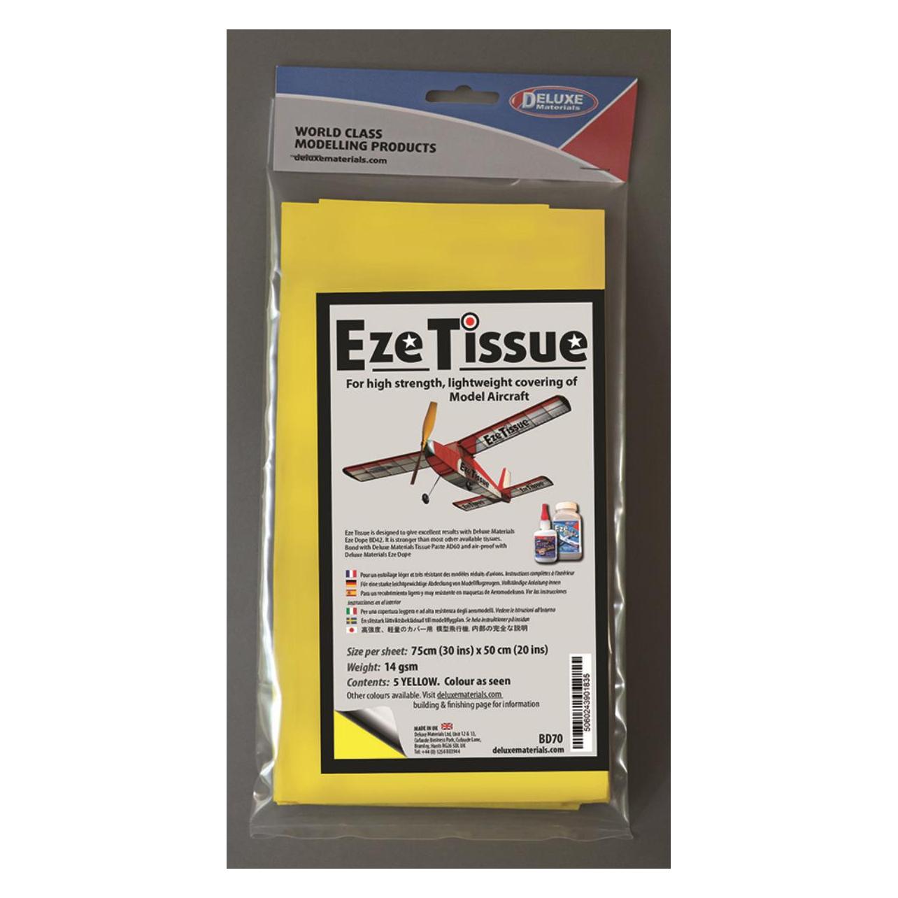 Deluxe Materials eze tissue gelb bespannpapier 75x50cm 5stk. ab 14 g/m² (BD70)