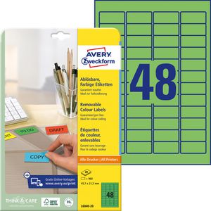 Zweckform Avery  L6040-20 Etiketten grün 45,7x21,2, 960 Stück