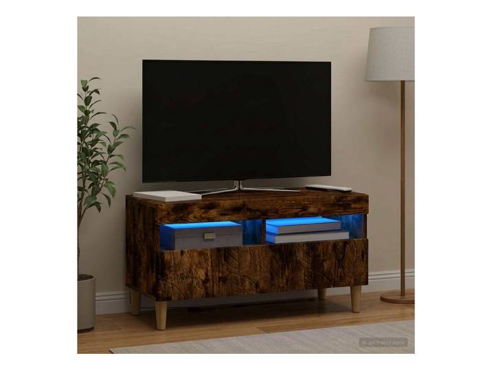 furnicato TV-Schrank LED TV Schrank Raucheiche (1-St) TV-Lowboard mit LED-Beleuchtung und umkehrbarer Türmontage