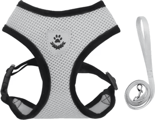 Inspire Curations Reflective Escape Proof Cat Harness & Leash Set gray l