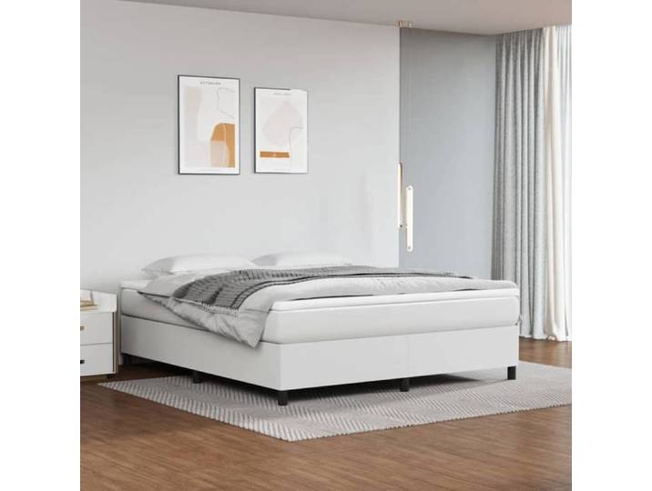 Cadre de lit à lattes blanc 160x200 cm similicuir - Cadre durable - design élégant(18051)