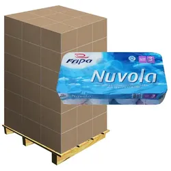 Toilettenpapier Fripa Tissue Nuvola hochweiß 3-lagig Palette Palette mit 1056 Rollen x 250 Blatt a 12cm, 3-lagig