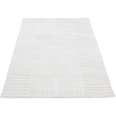 Teppich CARPETFINE "Holly 4 - Soft Touch Microfaser Teppich", beige, B:200cm H:12mm L:290cm, Polyester, Teppiche, Teppich, Boho Scandi, weiche dichte getuftete Hoch-Tief-Struktur, Wohnzimmer
