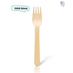 Gabel, Holzgabel Einwegbesteck, 1.000 Stk, gewachst, biologisch abbaubar, 16 cm