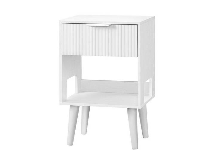 LuxusKollektion Nachttisch Nachttisch Rillen-Design mit Schublade Weiss (1-St)