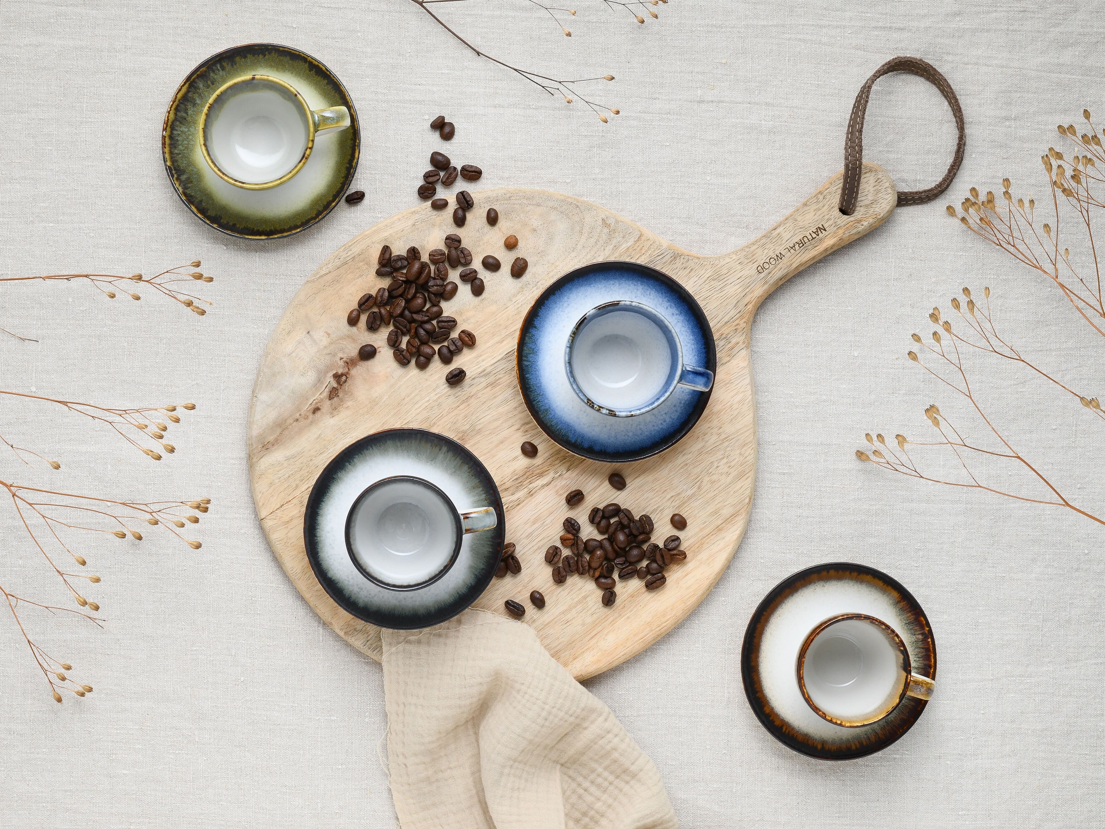 Espressotasse CREATABLE "Cascade Mix, Espresso-Set, 8-tlg.", bunt, 8 Stk., Steinzeug, Trinkgefäße, Espressotasse, Reaktivglasur