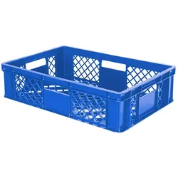 90 Stück Eurobehälter durchbrochen/Bäckerkiste, LxBxH 600 x 400 x 150 mm, PE-HD, lebensmittelecht, blau, Palettenware